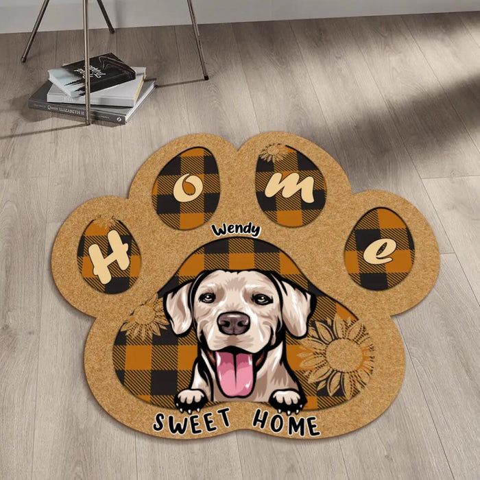 Custom Personalized Dog Paw Rug - Upto 5 Dogs - Birthday/Christmas Gift Idea For Dog Lover - Home Sweet Home