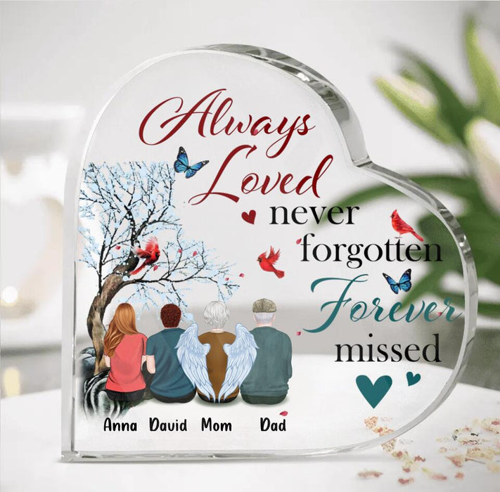 Personalized Memorial Family Crystal Heart - Up to 4 People - Christmas Memorial Gift For Loss Of Family Member - Always Loved Never Forgotten
Forever Missed
