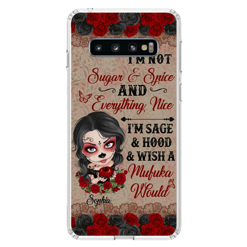 Custom Personalized Skull Girl Phone Case - Halloween Gift For Skull Lover - I'm Not Sugar & Spice - Case For iPhone And Samsung