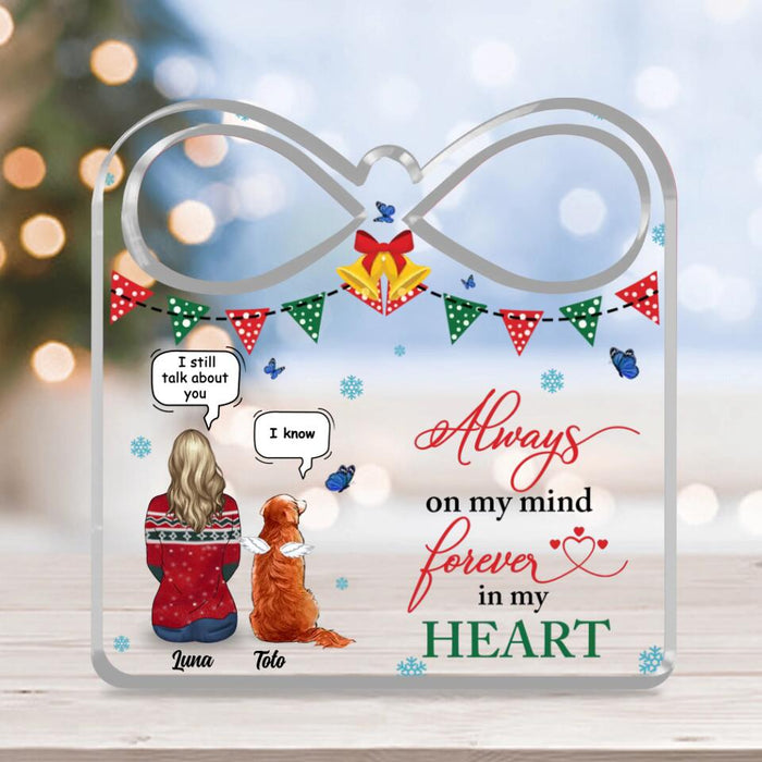 Personalized Memorial Pet Mom Infinity  Acrylic Plaque - Memorial Gift Idea For Cat/Dog Owner - Always On My Mind Forever in My Heart