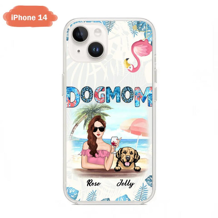 Custom Personalized Dog Mom Summer Patterned Phone Case - Upto 4 Dogs - Gift Idea For Dog Mom - Case For iPhone And Samsung