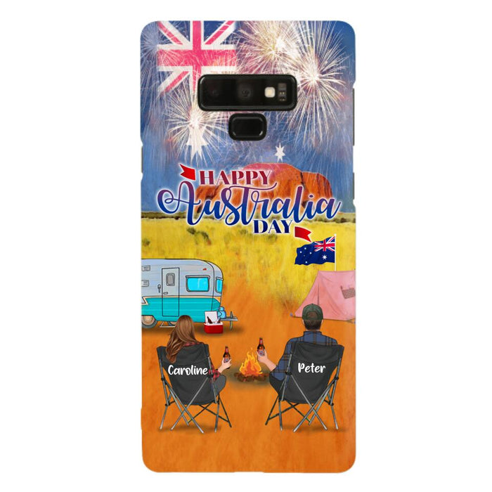 Custom Personalized Camping Happy Australia Day Phone Case - Couple/ Parents With Upto 2 Kids And 2 Pets - Gift Idea For Camping Lover - Case For iPhone And Samsung