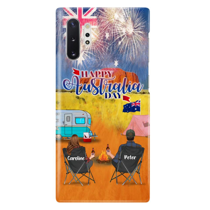 Custom Personalized Camping Happy Australia Day Phone Case - Couple/ Parents With Upto 2 Kids And 2 Pets - Gift Idea For Camping Lover - Case For iPhone And Samsung