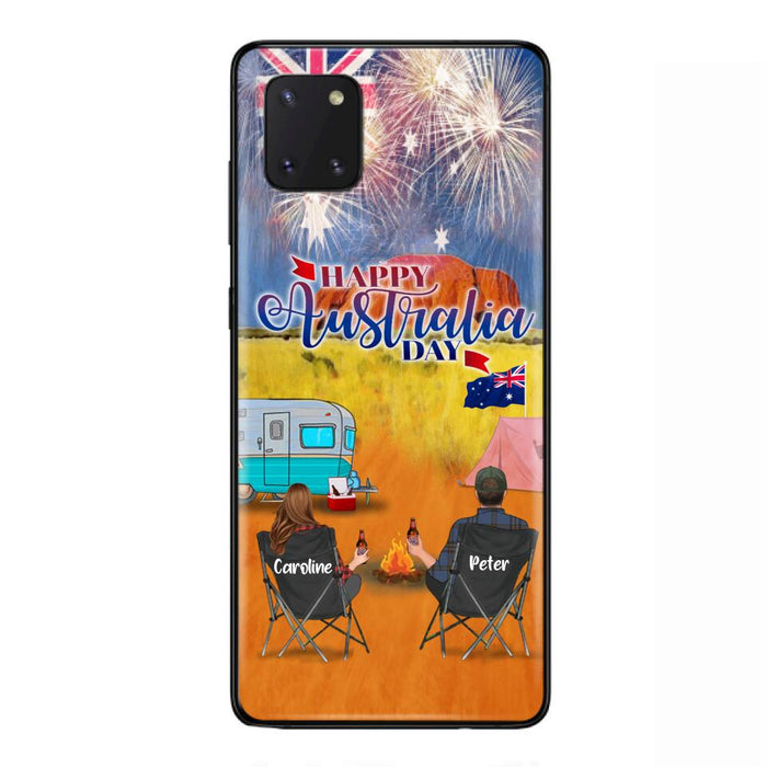 Custom Personalized Camping Happy Australia Day Phone Case - Couple/ Parents With Upto 2 Kids And 2 Pets - Gift Idea For Camping Lover - Case For iPhone And Samsung