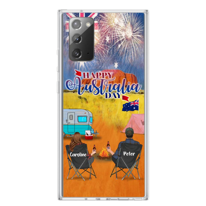 Custom Personalized Camping Happy Australia Day Phone Case - Couple/ Parents With Upto 2 Kids And 2 Pets - Gift Idea For Camping Lover - Case For iPhone And Samsung