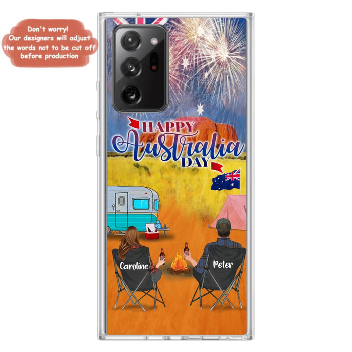 Custom Personalized Camping Happy Australia Day Phone Case - Couple/ Parents With Upto 2 Kids And 2 Pets - Gift Idea For Camping Lover - Case For iPhone And Samsung