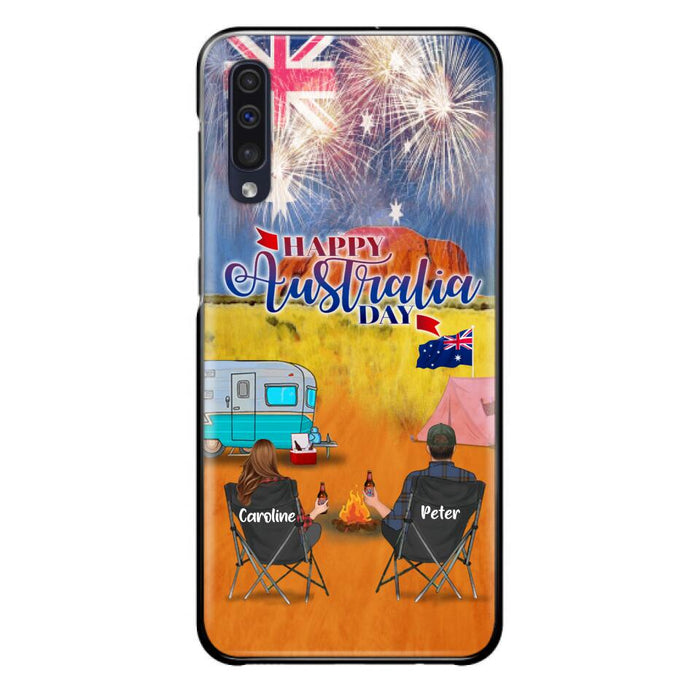 Custom Personalized Camping Happy Australia Day Phone Case - Couple/ Parents With Upto 2 Kids And 2 Pets - Gift Idea For Camping Lover - Case For iPhone And Samsung