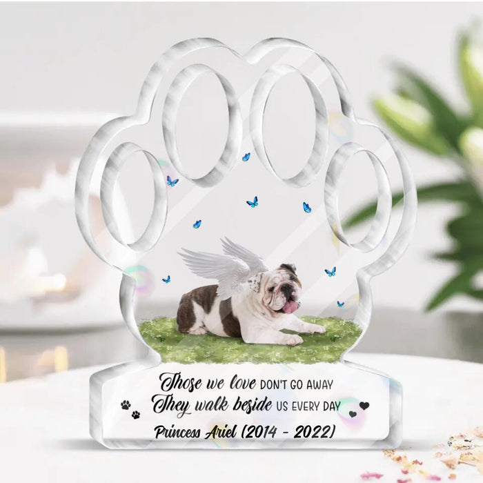 Personalized Dog Photo Paw Acrylic Plaque - Memorial Gift Idea For Dog Owner - Upload Photo - Those We Love Don't Go Away They Walk Beside Us Everyday