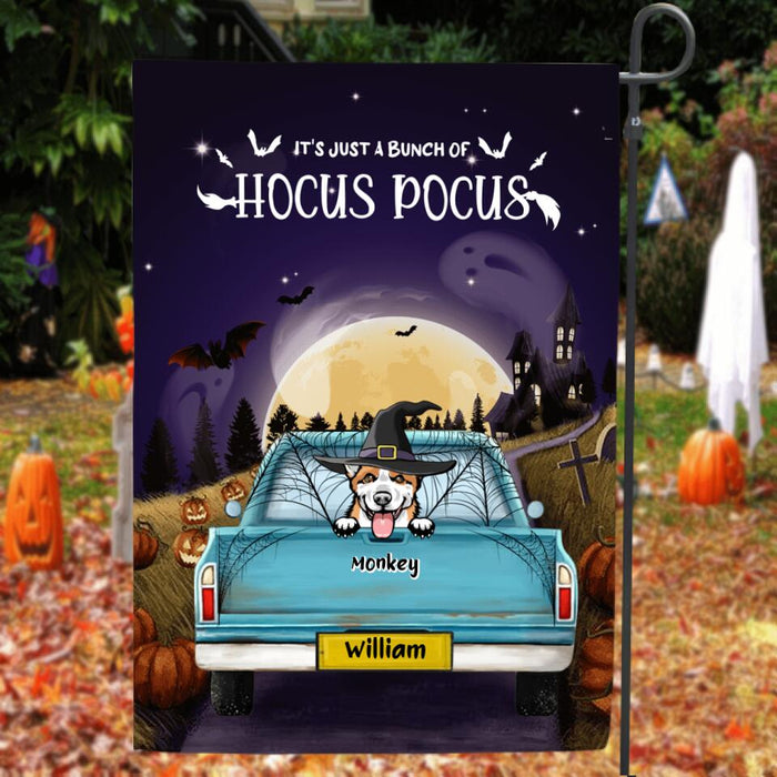 Custom Personalized Halloween Pets On Car Flag - Upto 5 Pets - It's Just A Bunch Of Hocus Pocus - NCEQ9H