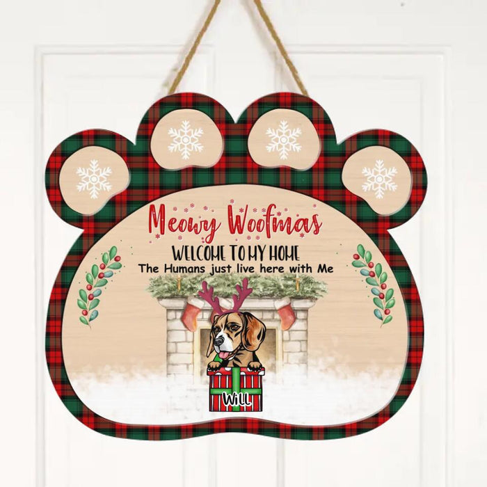 Personalized Christmas Dogs Wooden Sign - Up to 6 Dogs - Christmas Gift Idea For Dog Lovers - Merry Woofmas Welcome To Our Home