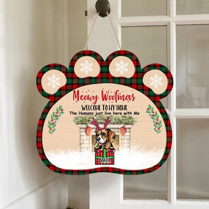 Personalized Christmas Dogs Wooden Sign - Up to 6 Dogs - Christmas Gift Idea For Dog Lovers - Merry Woofmas Welcome To Our Home
