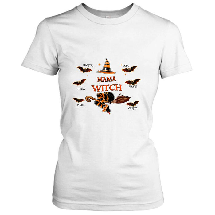 Custom Personalized Halloween T-shirt/Sweatshirt/Hoodie/Long Sleeve - Up to 6 Bats - Best Gift For Halloween, Mother/Grandmother - Mama Witch - 80H9EN