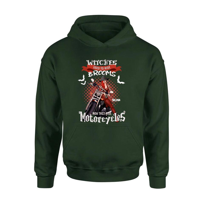 Custom Personalized Biker Shirt/ Hoodie - Gift Idea For Halloween - Witches Used To Ride Brooms Now They Ride Motocycles