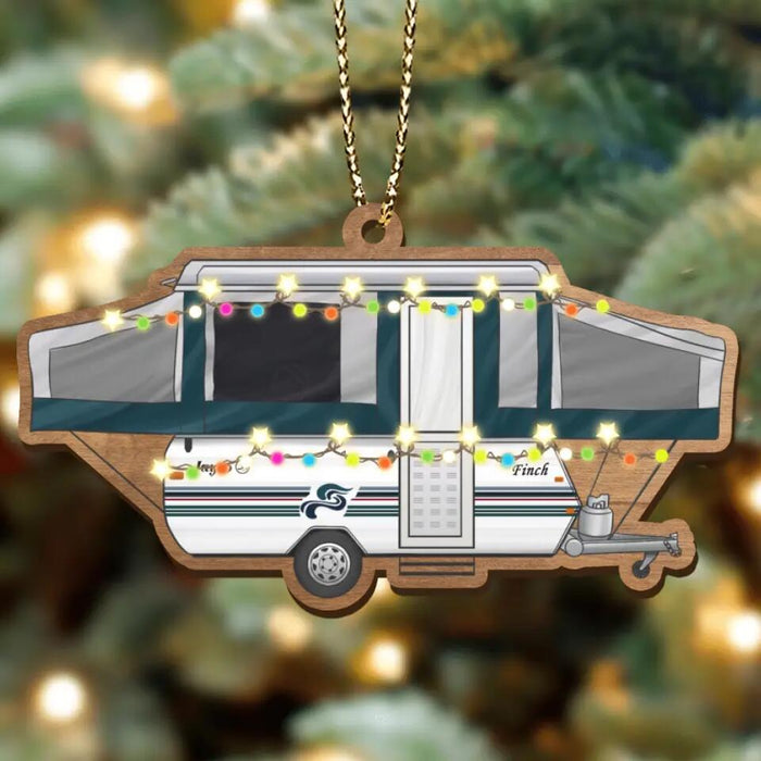 Custom Personalized Camping Xmas Wooden Ornament - Christmas Gift Idea For Camping Lover/ Christmas Decoration Gift