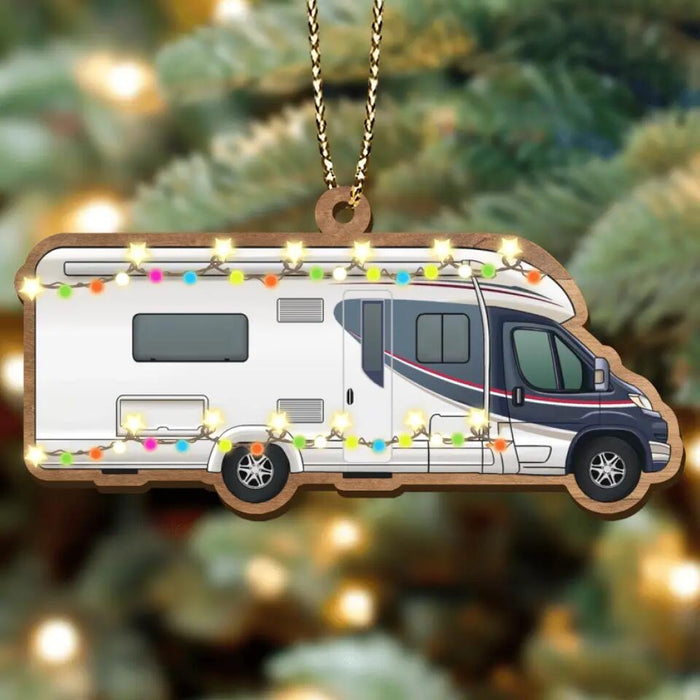Custom Personalized Camping Xmas Wooden Ornament - Christmas Gift Idea For Camping Lover/ Christmas Decoration Gift