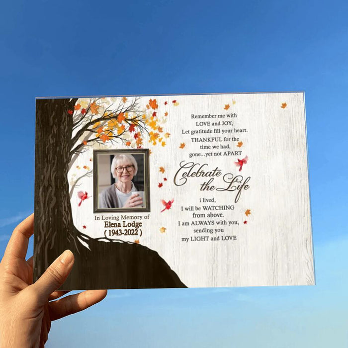 Personalized Memorial Horizontal Acrylic Plaque - Upload Mom Photo - Remember Me With Love and Joy, Let Gratitude Fill Your Heart