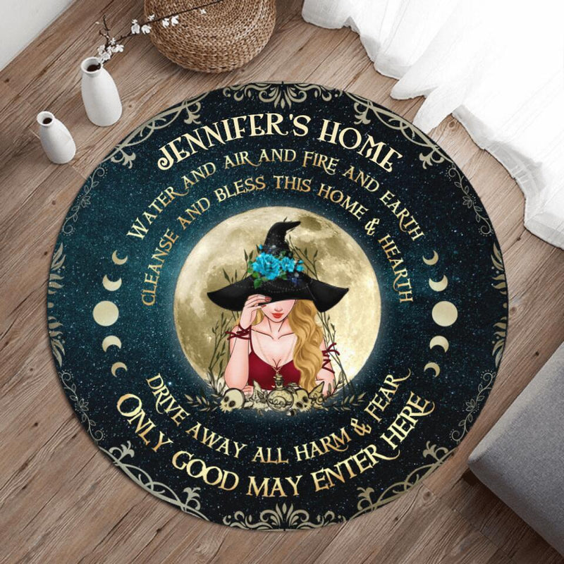 Personalized Witch Round Rug - Gift Idea For Halloween/Wicca Decor/Pagan Decor - Only Good May Enter Here