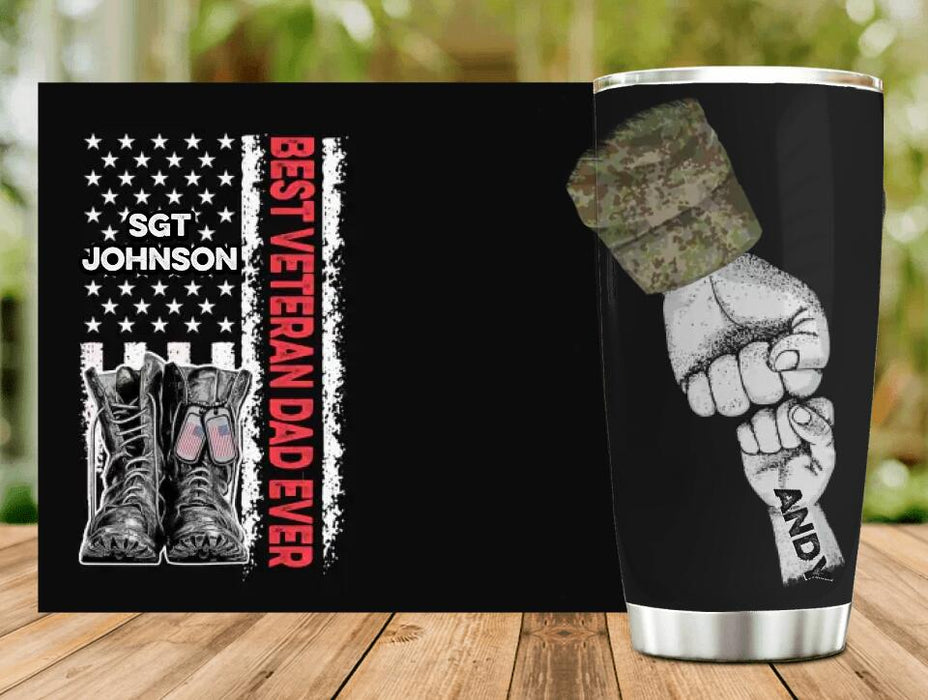 Custom Personalized Veteran Dad Tumbler - Upto 6 Children - Gift Idea For Father's Day/Veterans Day - Best Veteran Dad Ever
