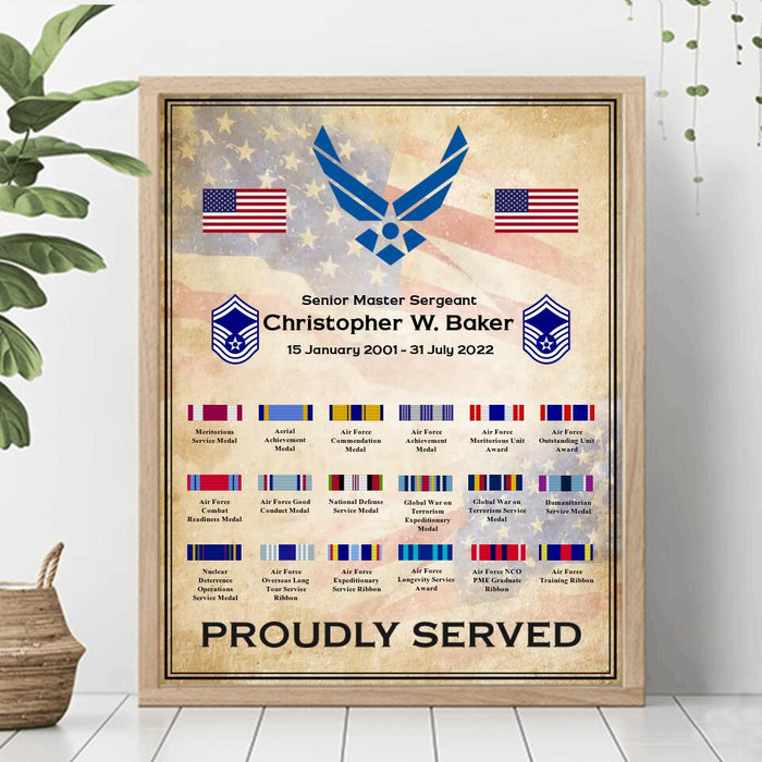 Custom Personalized Veteran Poster - Ribbons And Rewards - Gift Idea For Veterans/ Family Members