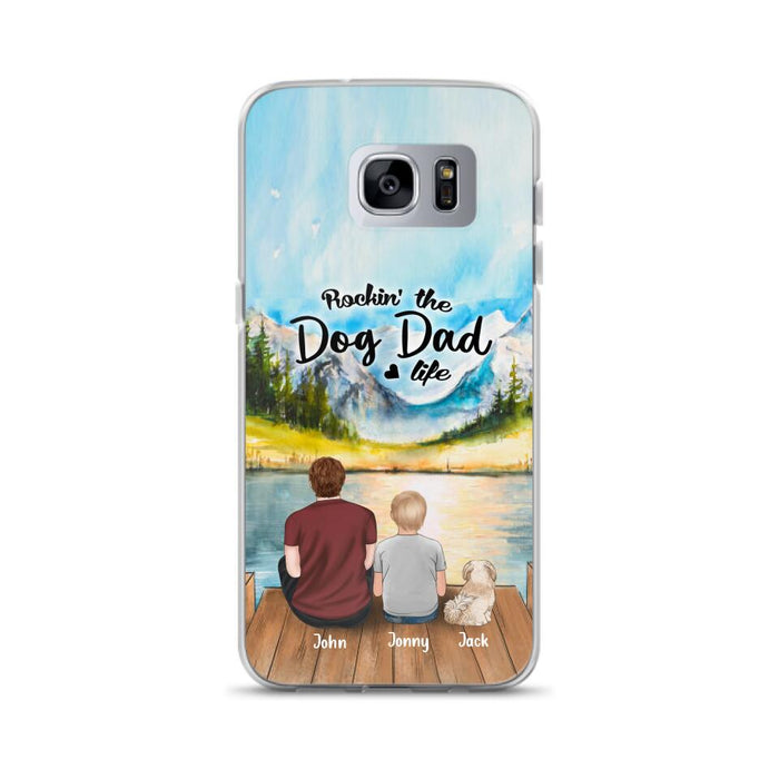 Custom Personalized Dog Mom/Dog Dad Phone Case - Single Mom/Single Dad with 1 Kid and 2 Pets - iPhone and Samsung Cases