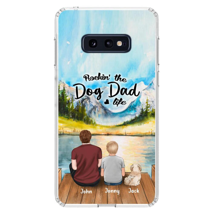 Custom Personalized Dog Mom/Dog Dad Phone Case - Single Mom/Single Dad with 1 Kid and 2 Pets - iPhone and Samsung Cases