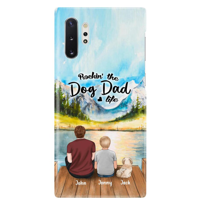 Custom Personalized Dog Mom/Dog Dad Phone Case - Single Mom/Single Dad with 1 Kid and 2 Pets - iPhone and Samsung Cases