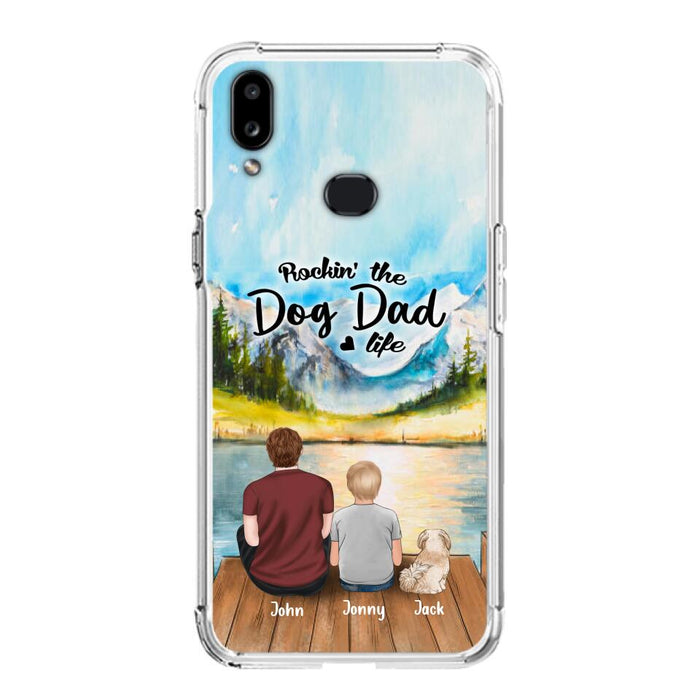 Custom Personalized Dog Mom/Dog Dad Phone Case - Single Mom/Single Dad with 1 Kid and 2 Pets - iPhone and Samsung Cases