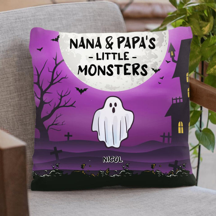 Custom Personalized Halloween Ghost Pillow Cover - Best Gifts For Halloween Day - Nana & Papa's Little Monsters - OO6FHD