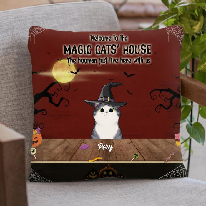 Personalized Halloween Cats Pillow Cover/Cushion Cover - Up to 5 Cats - Best Gift For Cat Lovers - Welcome To The Magic Cats' House - EAC1XW