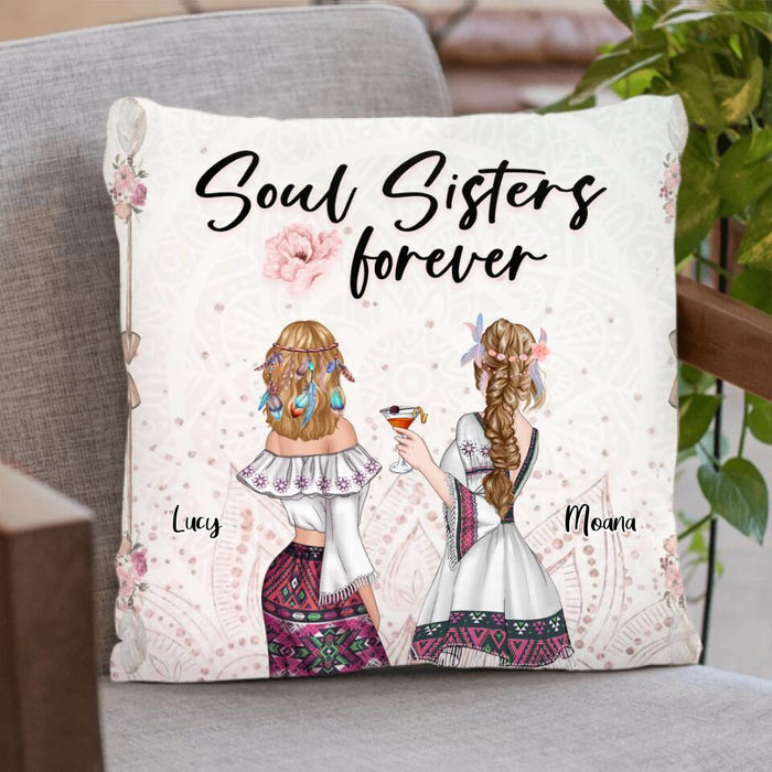 Custom Personalized Bohemian Friends Pillow Cover - Gift For Best Friends - Soul Sisters Forever