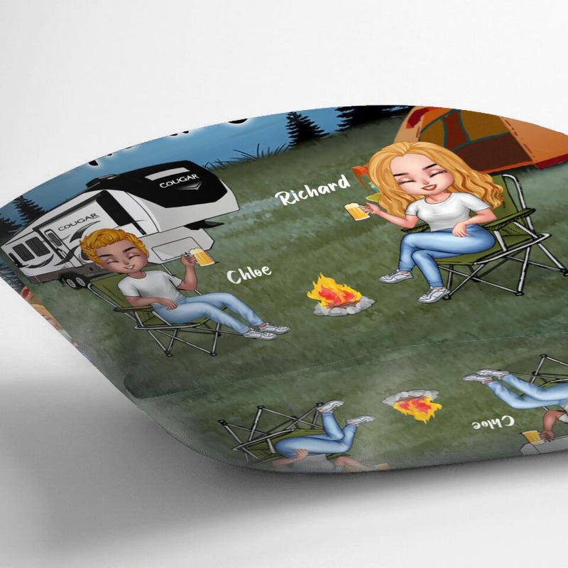 Personalized Camping Friend Pillow Cover/Quilt/Fleece Blanket - Up to 7 People - Gift Idea For Camping Friends - We're Trouble When We Are Together