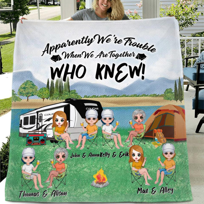 Custom Personalized Camping Friends Quilt/Fleece Blanket & Pillow Cover - Upto 8 People - Best Gift For Camping Lovers - Life Is Better When You're Camping With Friends