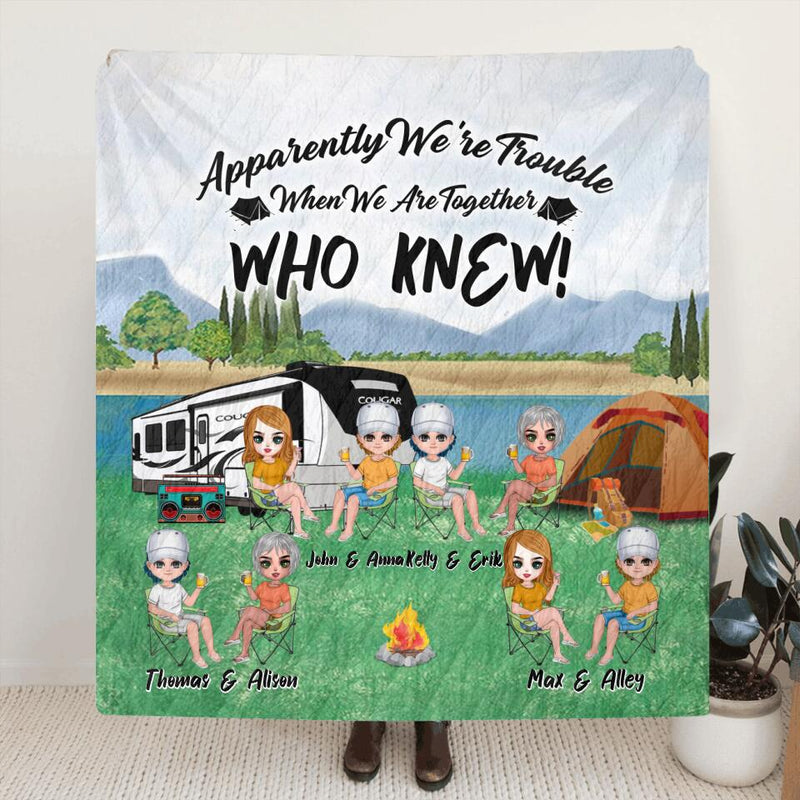 Personalized Camping Friends Quilt/Fleece Blanket/Pillow Cover - Up to 8 People - Best Gift For Camping Lovers - Life Is Better When You're Camping With Friends