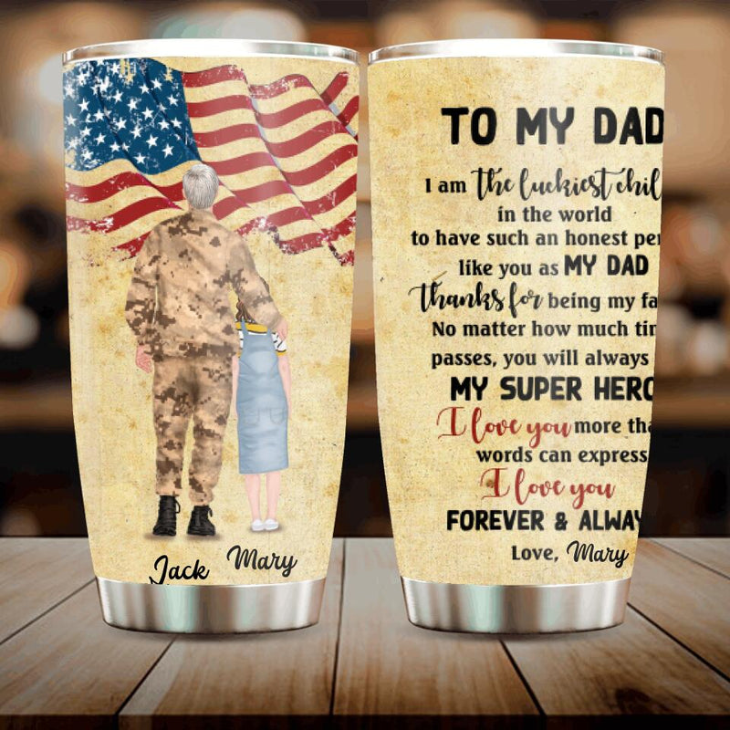 Personalized Soldier Father and Kid Tumbler - Best Gift For Father's Day - Thanks For Being My Father - DISY8N