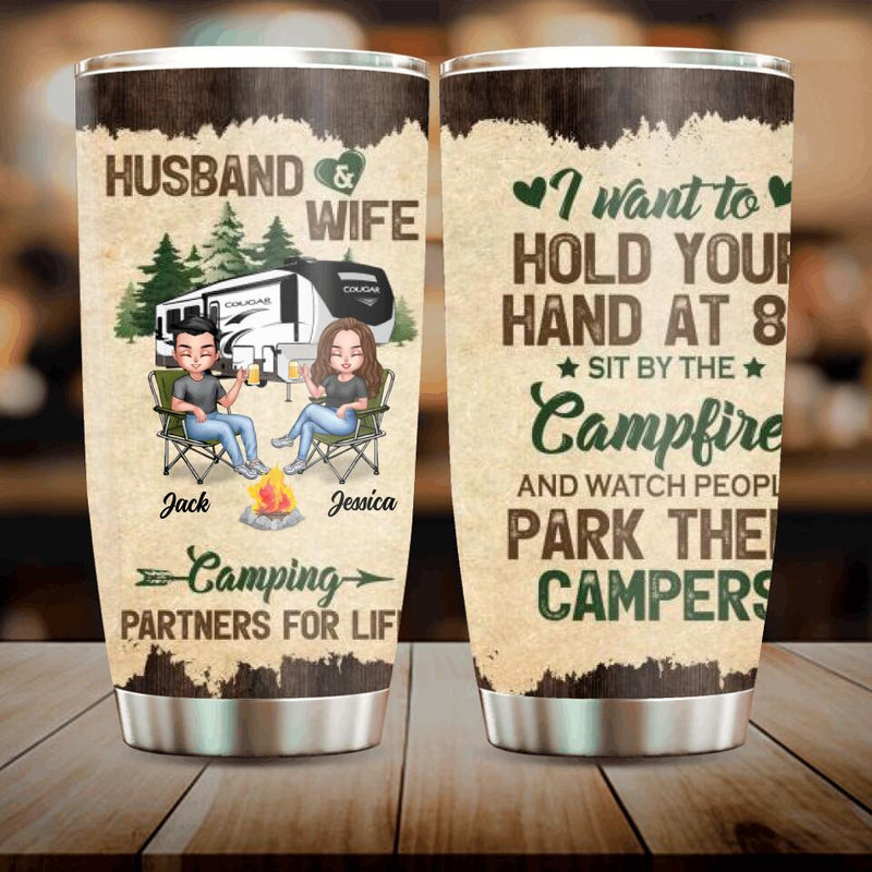 Personalized Camping Couple Tumbler - Gift Idea For Couple/Camping Lover - Husband And Wife Camping Partners For Life