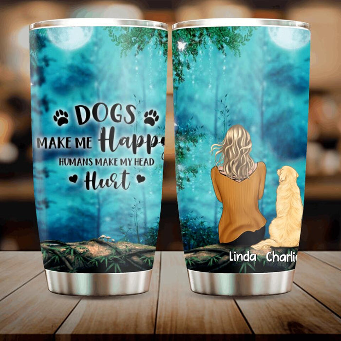 Custom Personalized Memorial Dog Tumbler - Upto 5 Dogs - Gift For Dog Lovers - The Road To My Heart Is Paved With Paw Prints