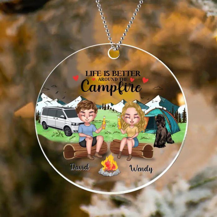 Custom Personalized Camping Couple Acrylic Ornament - Christmas Gift Idea For Couple/Camping Lovers - Life Is Better Around The Campfire