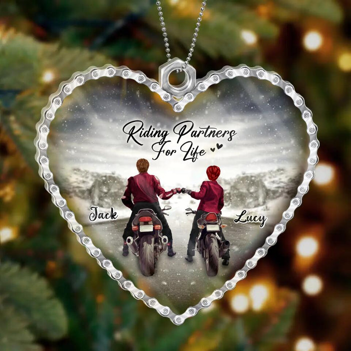 Custom Personalized Motorcycle Couple Acrylic Ornament - Gift Idea For Couple/ Motorbike Lovers - Riding Partners For Life