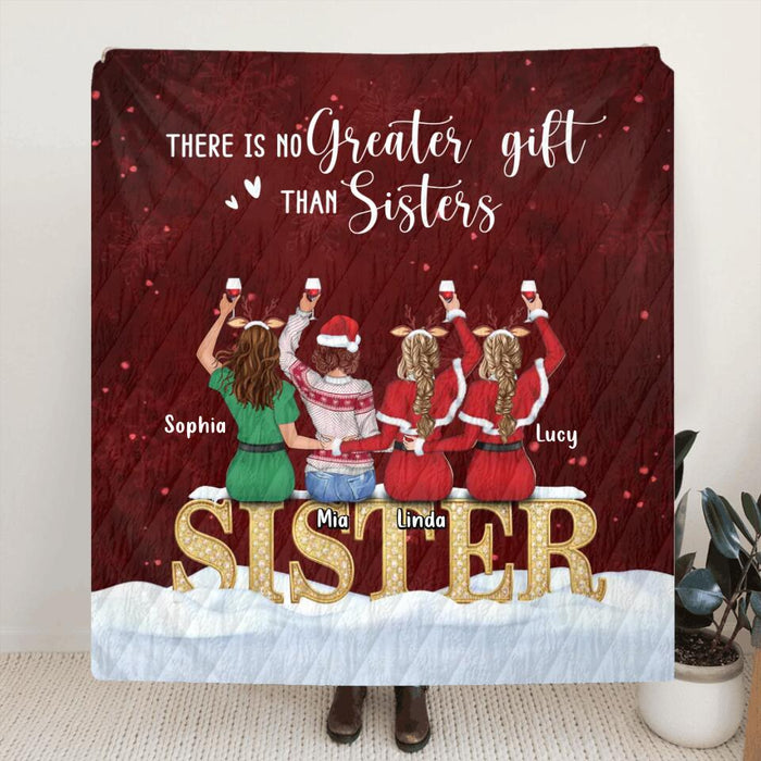 Custom Personalized Besties/Sisters Xmas Quilt/Fleece Throw Blanket - Gift Idea For Best Friends - Upto 4 Friends - There Is No Greater Gift Than Sisters
