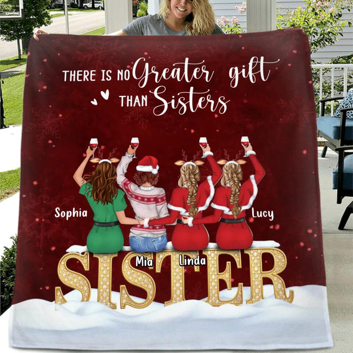 Custom Personalized Besties/Sisters Xmas Quilt/Fleece Throw Blanket - Gift Idea For Best Friends - Upto 4 Friends - There Is No Greater Gift Than Sisters