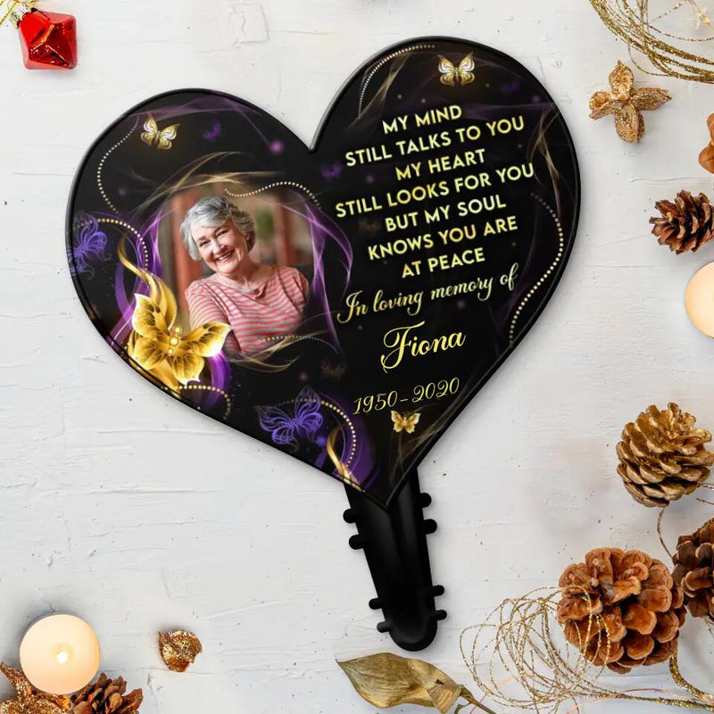 Personalized Memorial Photo Tree Topper - Memorial Gift Idea For Christmas - My Mind Still Talks To You