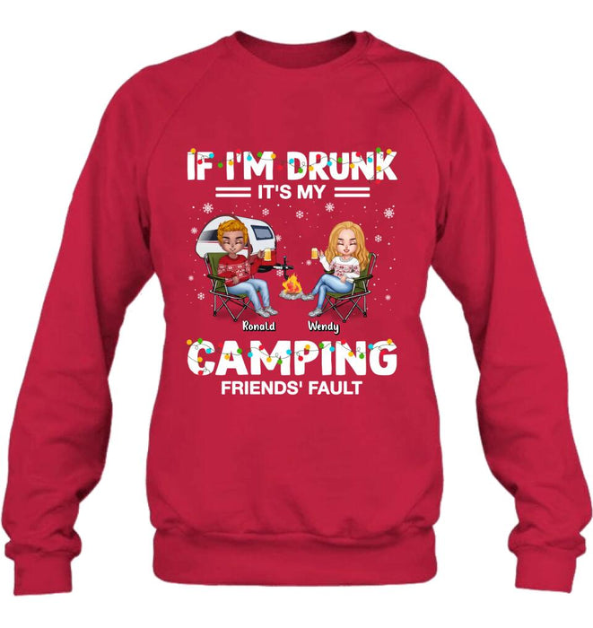 Custom Personalized Camping Friends Shirt - Upto 7 Friends - Christmas Gift For Friends/Camping Lovers - If I'm Drunk It's My Camping Friends' Fault