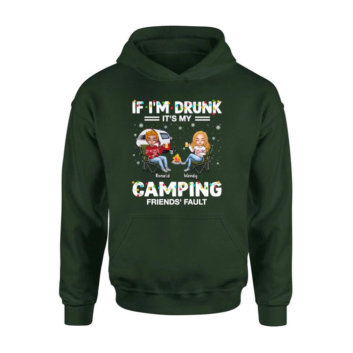 Custom Personalized Camping Friends Shirt - Upto 7 Friends - Christmas Gift For Friends/Camping Lovers - If I'm Drunk It's My Camping Friends' Fault