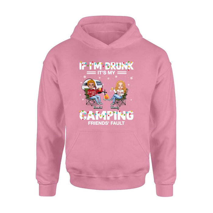 Custom Personalized Camping Friends Shirt - Upto 7 Friends - Christmas Gift For Friends/Camping Lovers - If I'm Drunk It's My Camping Friends' Fault