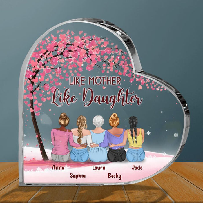 Custom Personalized Mom & Daughters Crystal Heart - Gift Idea For Mom/ Mother's Day Gift Idea - Upto 4 Daughters - Like Mother Like Daughter