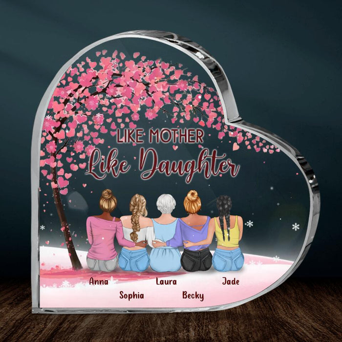 Custom Personalized Mom & Daughters Crystal Heart - Gift Idea For Mom/ Mother's Day Gift Idea - Upto 4 Daughters - Like Mother Like Daughter