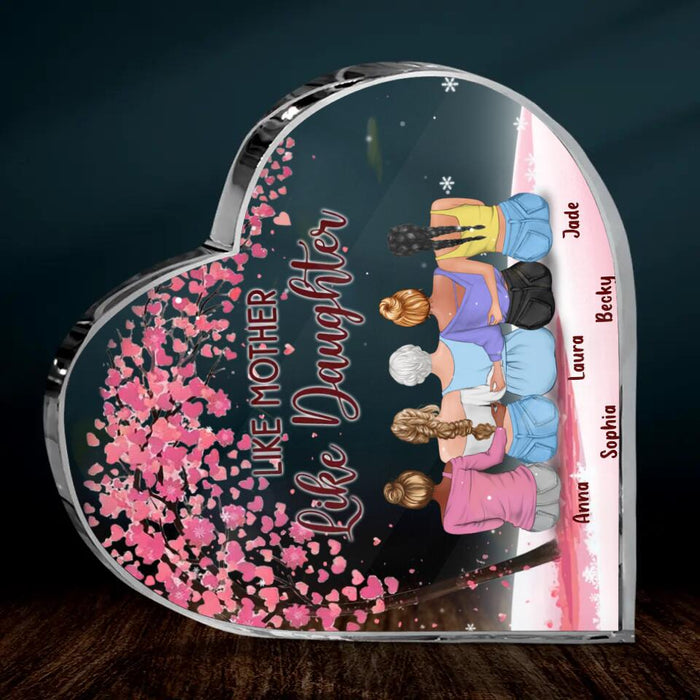 Custom Personalized Mom & Daughters Crystal Heart - Gift Idea For Mom/ Mother's Day Gift Idea - Upto 4 Daughters - Like Mother Like Daughter