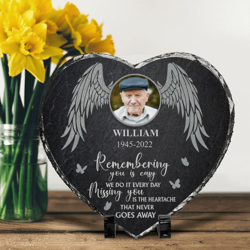 Personalized Memorial Photo Heart Lithograph - Memorial Gift Idea - Remembering You Is Easy We Do It Every day. Missing You Is The Heartache That Never Goes Away