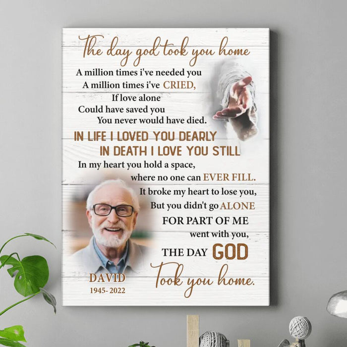 Custom Personalized Memorial Photo Canvas - Memorial Gift Idea - The Day God Took You Home