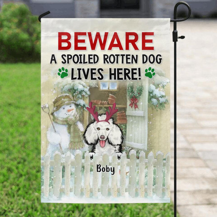 Personalized Christmas Pet Flag Sign - Up to 5 Dogs/Cats - Christmas Gift For Dog/Cat Lover - Crazy Dogs Live Here Don't Knock
